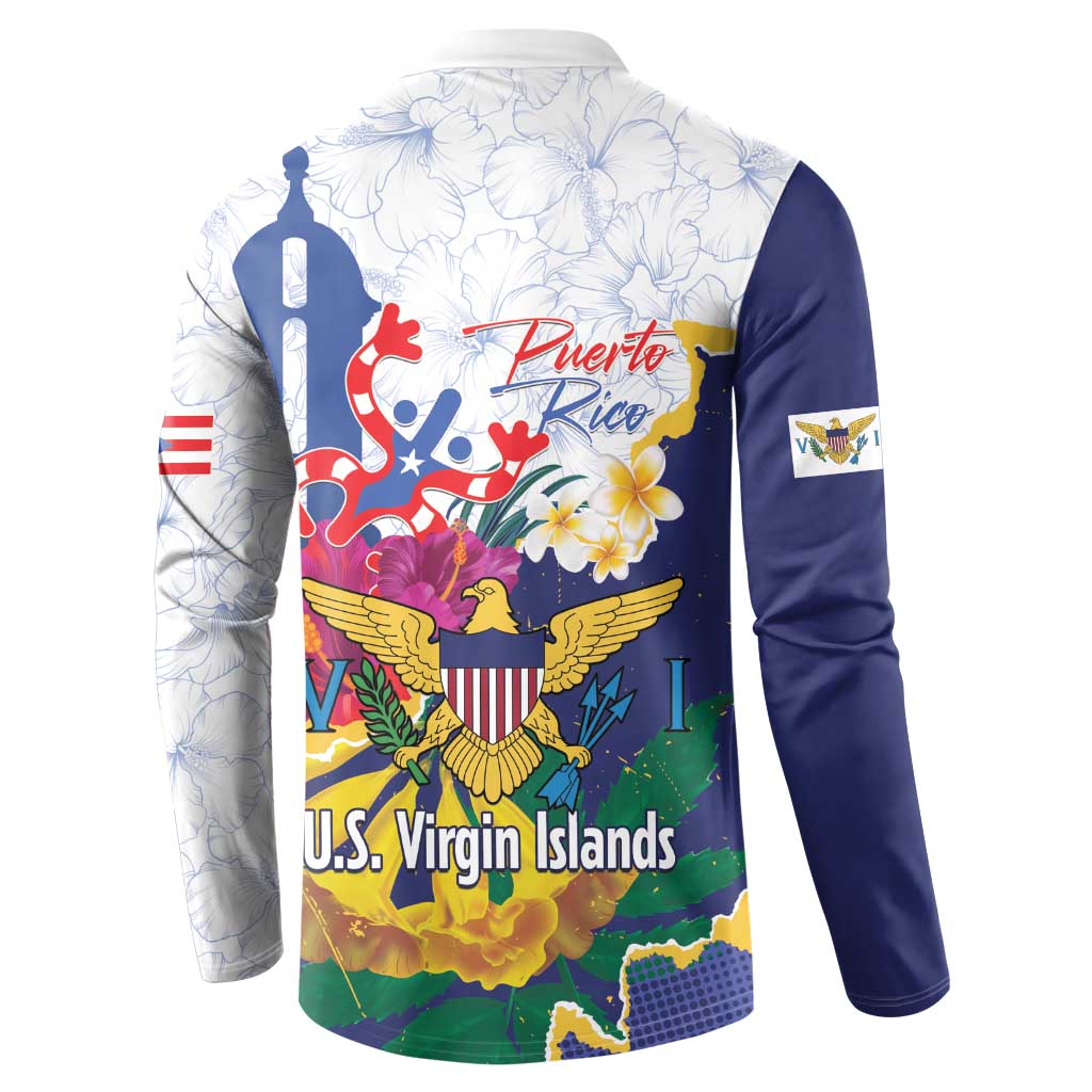 Men’s zip sweatshirt back view with Puerto Rico and U.S. Virgin Islands graphic, eagle crest
