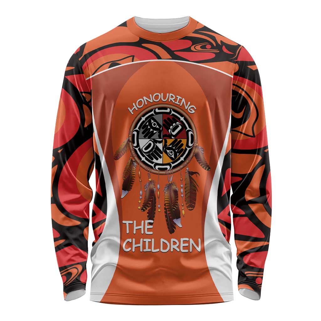 Personalized Orange Day Canada Long Sleeve Shirt Honouring The Children Haida Pattern - Wonder Print Shop
