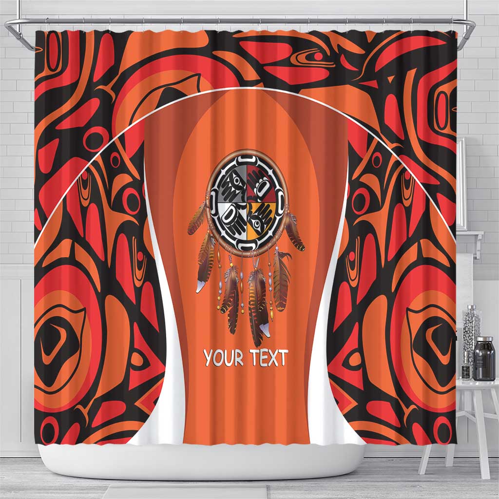 Personalized Orange Day Canada Shower Curtain Honouring The Children Haida Pattern - Wonder Print Shop