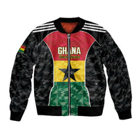 Ghana Football Custom Bomber Jacket Go Black Queens Kente Pattern