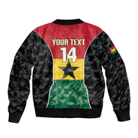 Ghana Football Custom Bomber Jacket Go Black Queens Kente Pattern