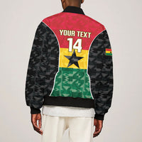 Ghana Football Custom Bomber Jacket Go Black Queens Kente Pattern