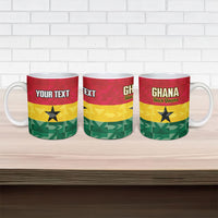 Ghana Football Custom Ceramic Mug Go Black Queens Kente Pattern