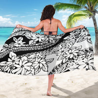 Black and white floral tribal print sarong, open back drape wrap view