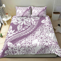 Purple and white tropical flower bedding set with two pillowcases and duvet