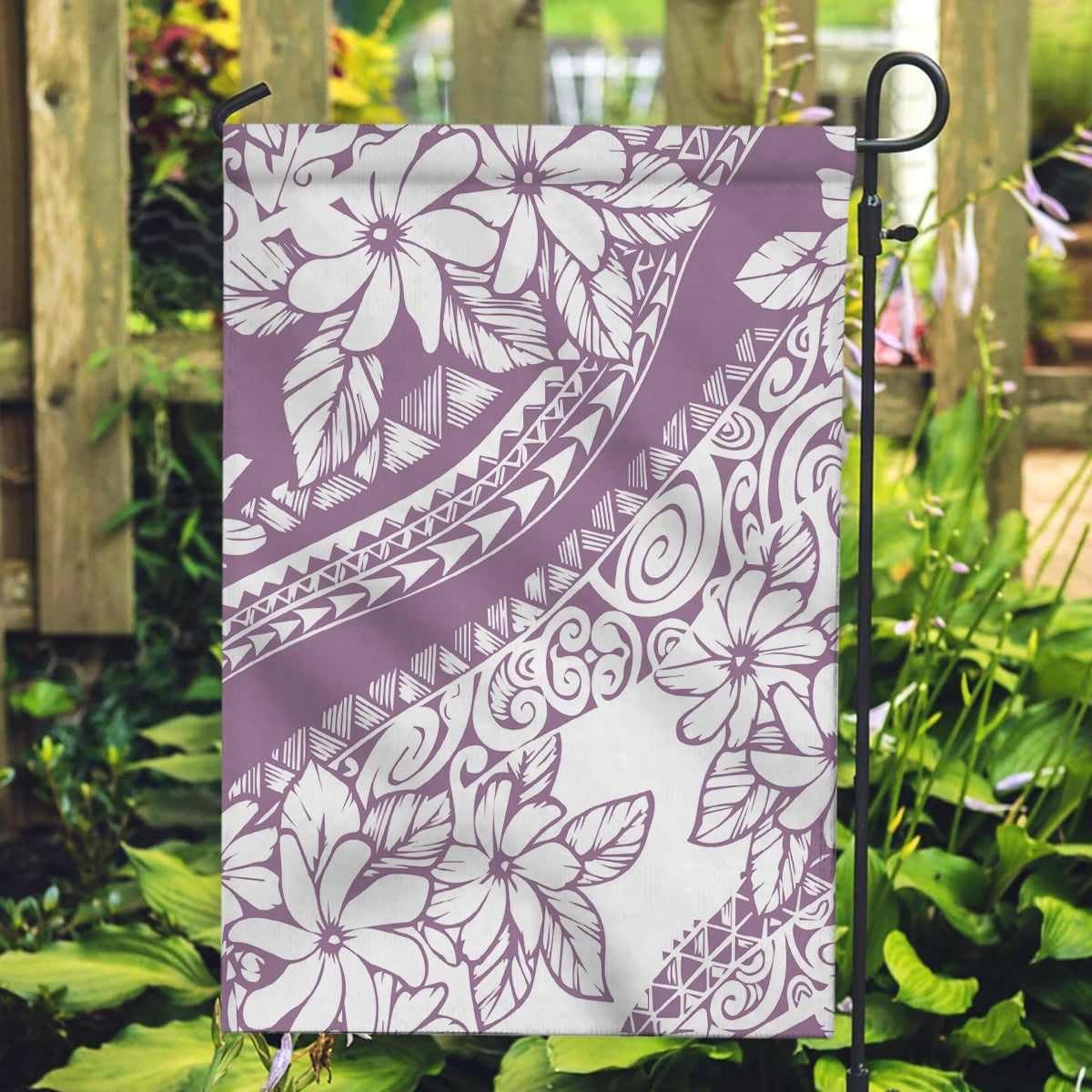 Polynesia Garden Flag Polynesian Tropical Flowers Purple Pastel Vibes - Wonder Print Shop