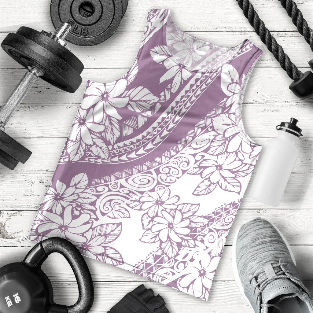 Polynesia Men Tank Top Polynesian Tropical Flowers Purple Pastel Vibes - Wonder Print Shop