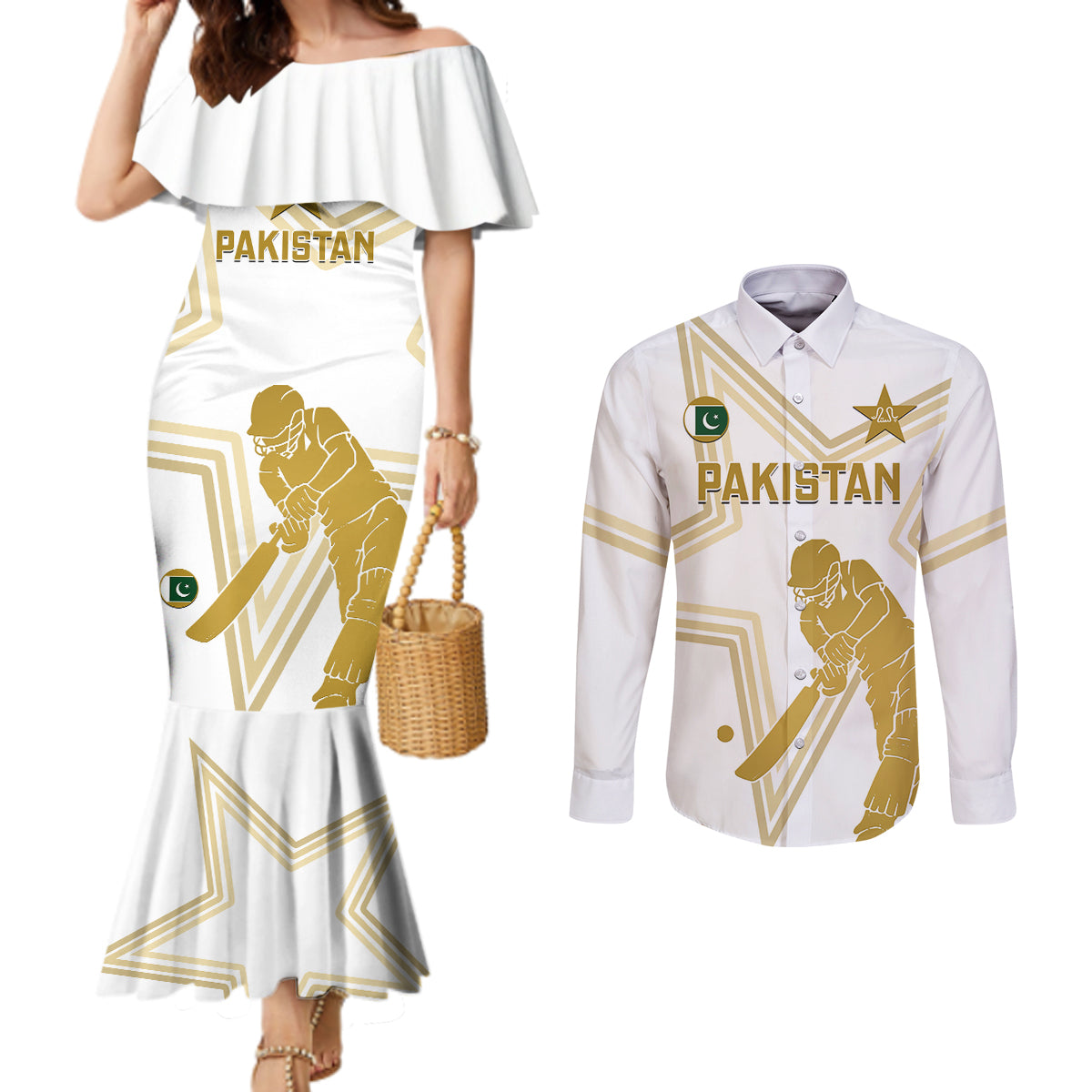 custom-pakistan-cricket-couples-matching-mermaid-dress-and-long-sleeve-button-shirts-2023-go-shaheens