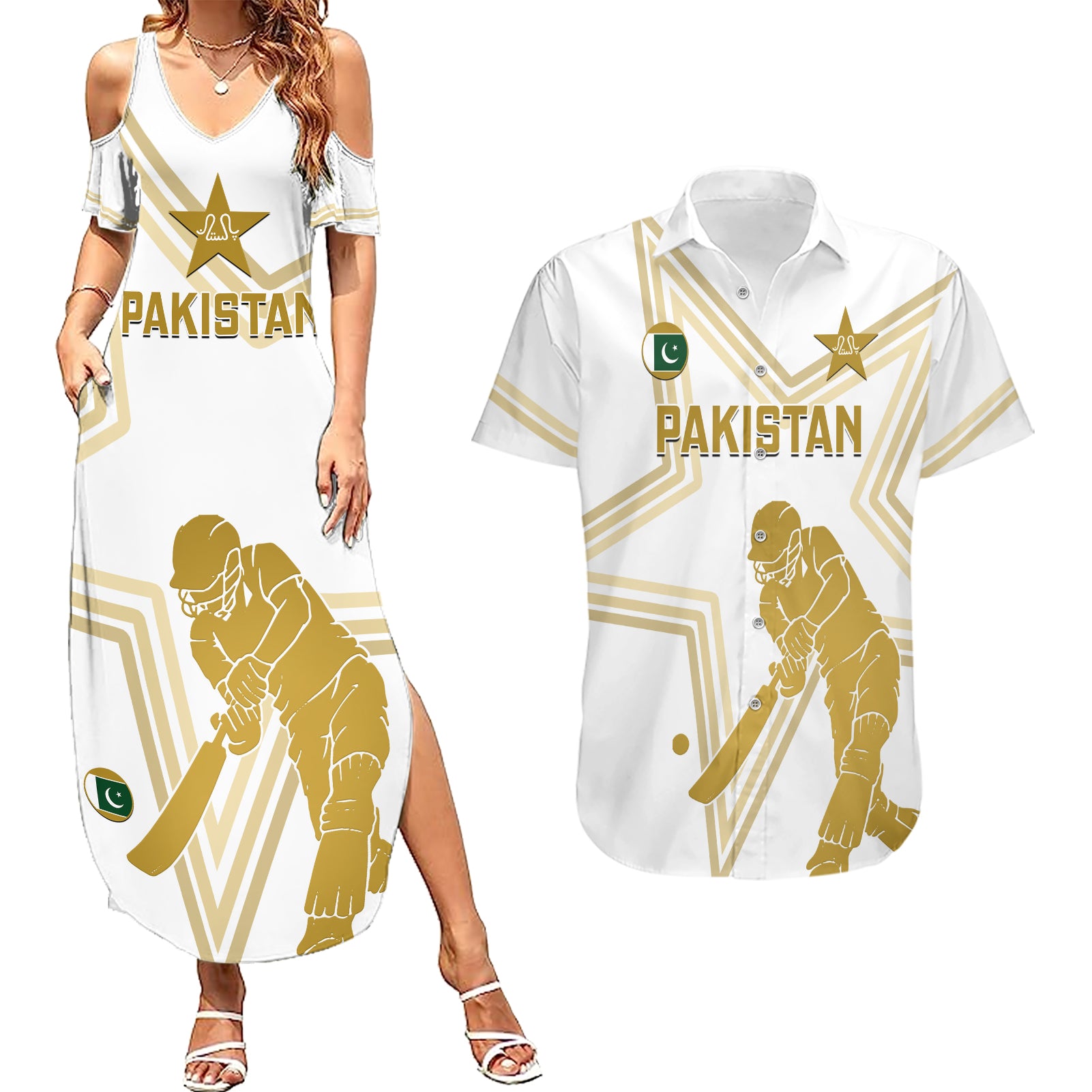 Custom Pakistan Cricket Couples Matching Summer Maxi Dress and Hawaiian Shirt 2023 Go Shaheens - Wonder Print Shop