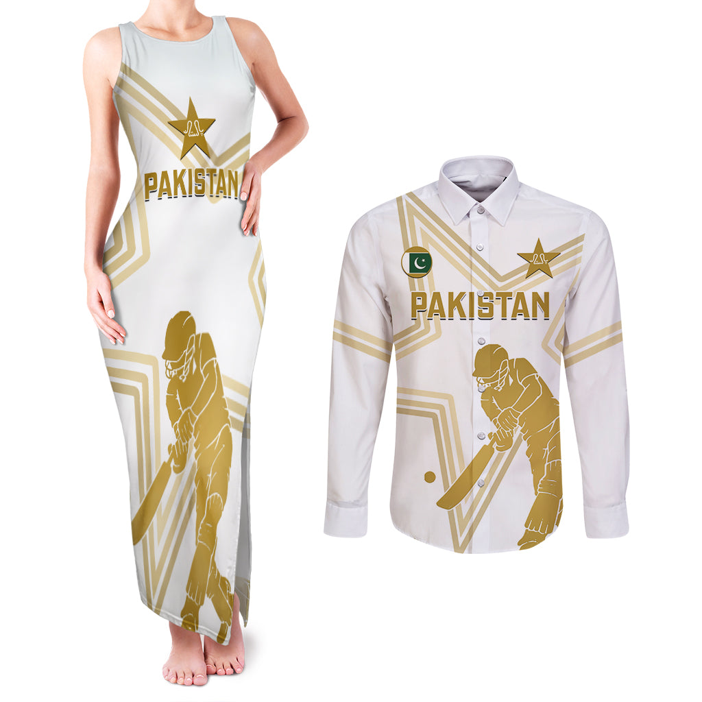 Custom Pakistan Cricket Couples Matching Tank Maxi Dress and Long Sleeve Button Shirts 2023 Go Shaheens - Wonder Print Shop