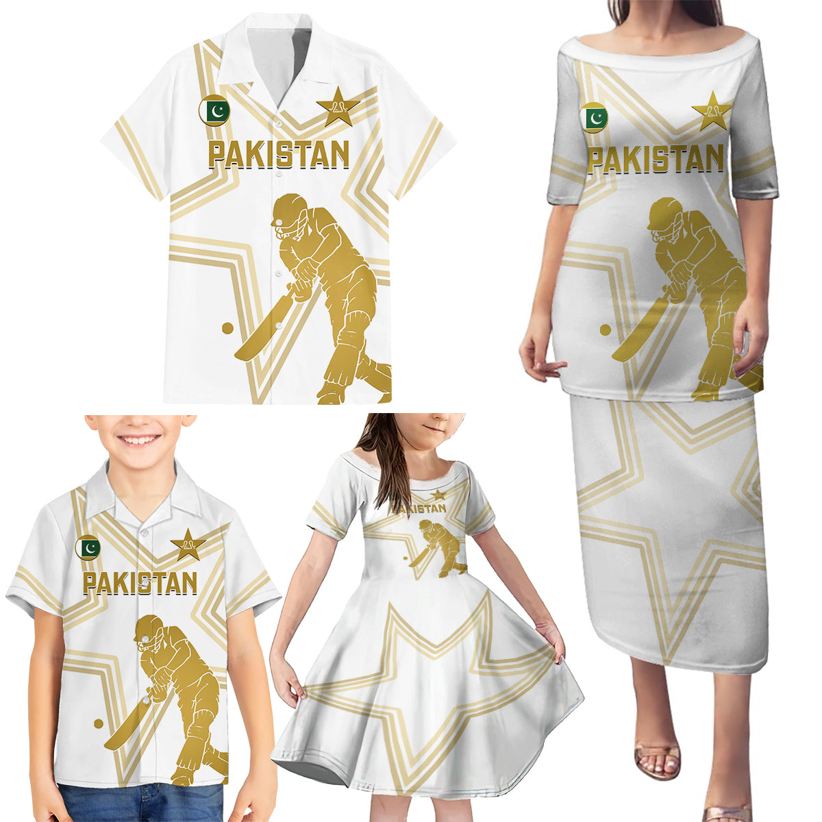 Custom Pakistan Cricket Family Matching Puletasi Dress and Hawaiian Shirt 2023 Go Shaheens - Wonder Print Shop