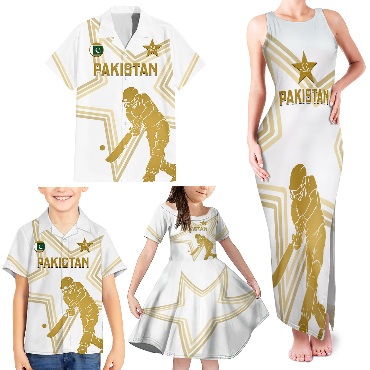 Custom Pakistan Cricket Family Matching Tank Maxi Dress and Hawaiian Shirt 2023 Go Shaheens - Wonder Print Shop