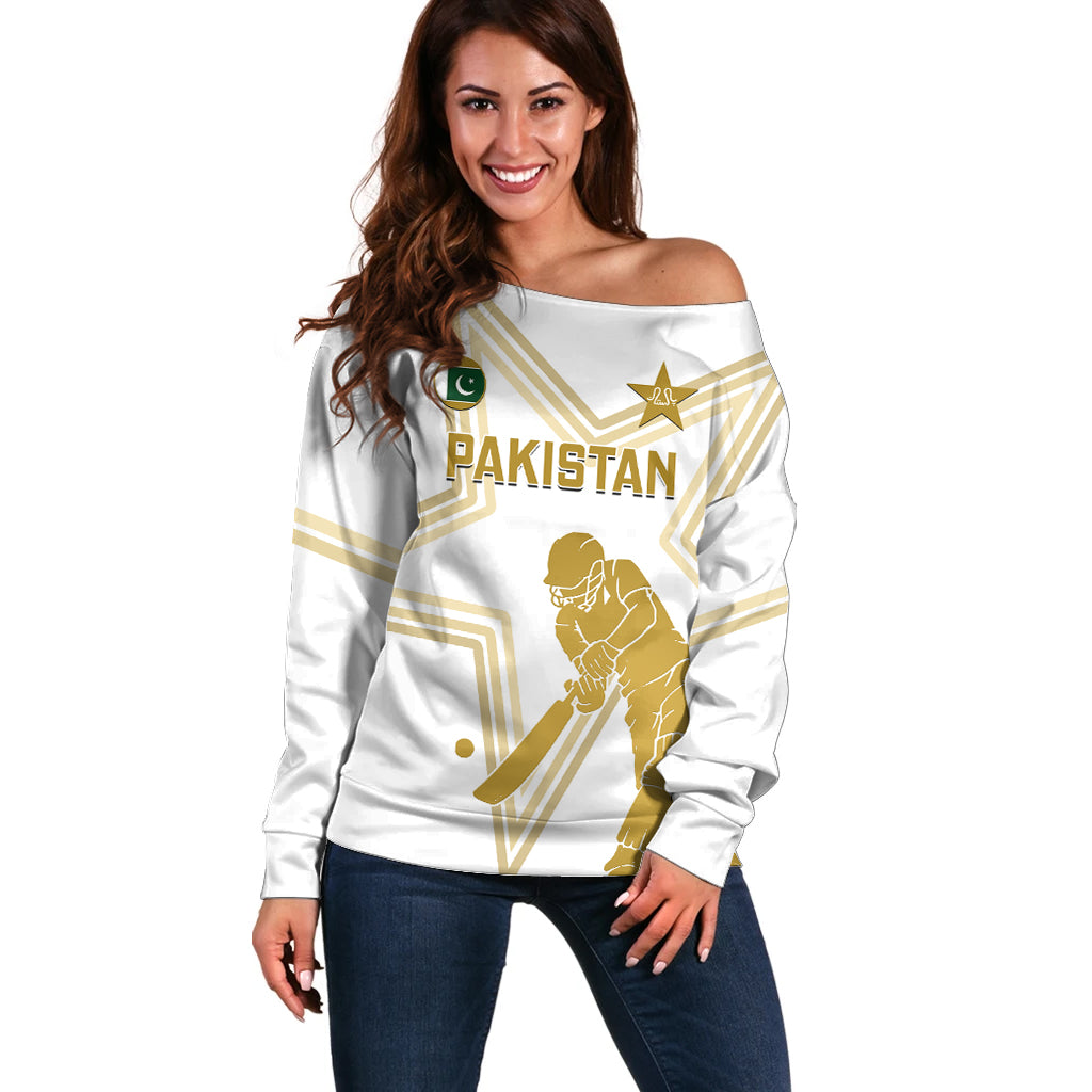 Custom Pakistan Cricket Off Shoulder Sweater 2023 Go Shaheens - Wonder Print Shop