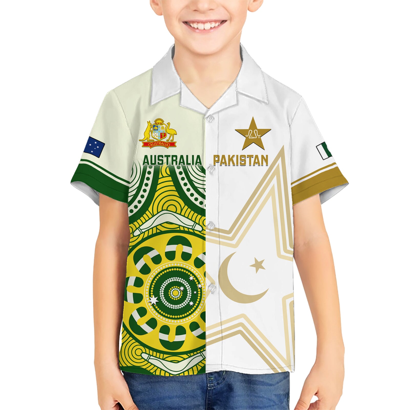 Australia And Pakistan Cricket Kid Hawaiian Shirt Boxing Day 2023 Test Aussie With Shaheens - Wonder Print Shop