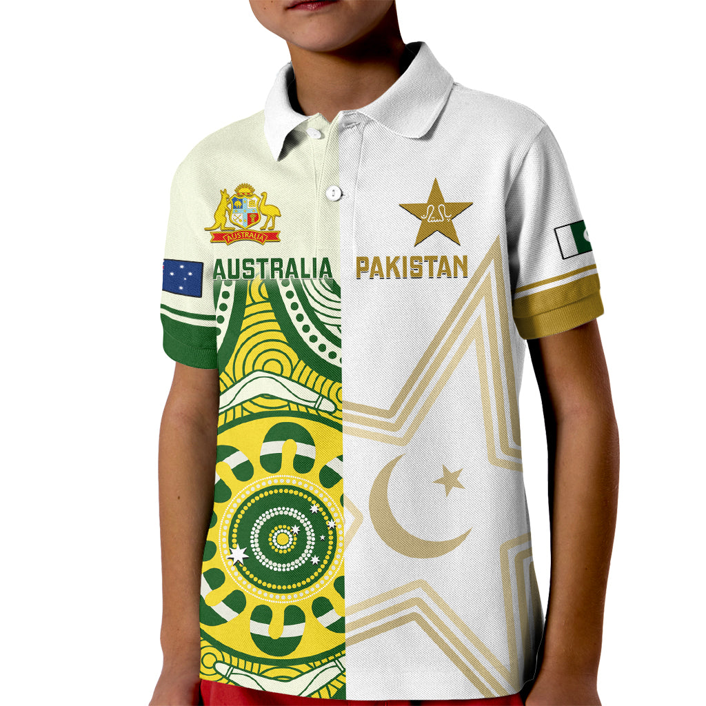 Australia And Pakistan Cricket Kid Polo Shirt Boxing Day 2023 Test Aussie With Shaheens - Wonder Print Shop