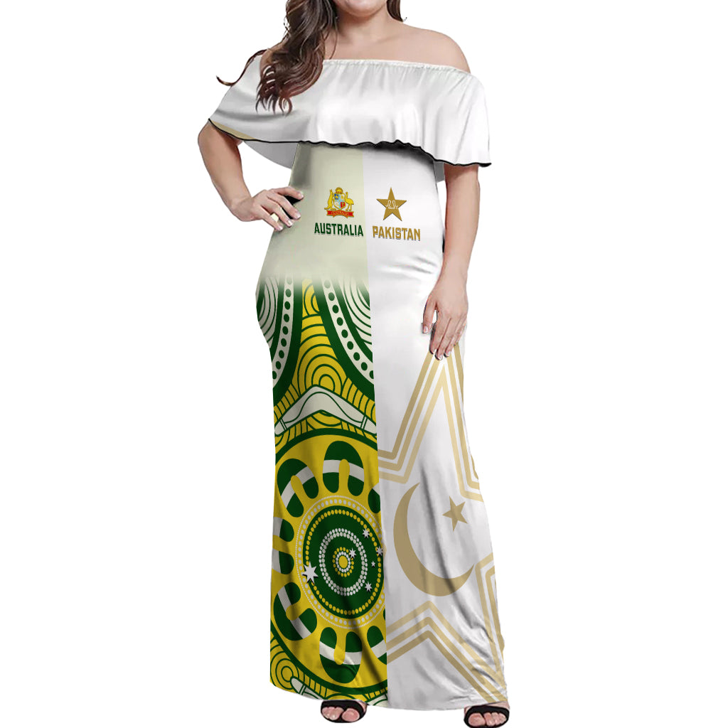 Australia And Pakistan Cricket Off Shoulder Maxi Dress Boxing Day 2023 Test Aussie With Shaheens - Wonder Print Shop