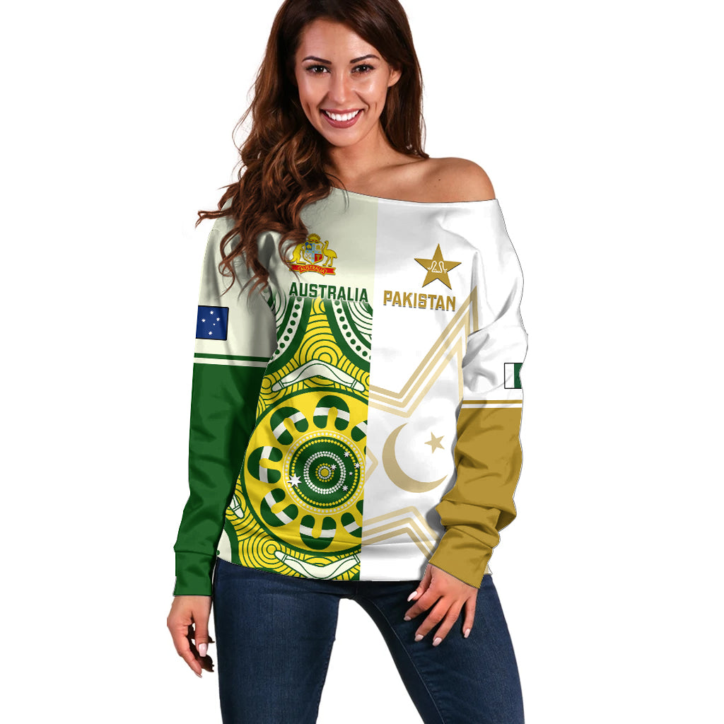 Australia And Pakistan Cricket Off Shoulder Sweater Boxing Day 2023 Test Aussie With Shaheens - Wonder Print Shop