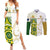 Custom Australia And Pakistan Cricket Couples Matching Summer Maxi Dress and Long Sleeve Button Shirts Boxing Day 2023 Test Aussie With Shaheens - Wonder Print Shop