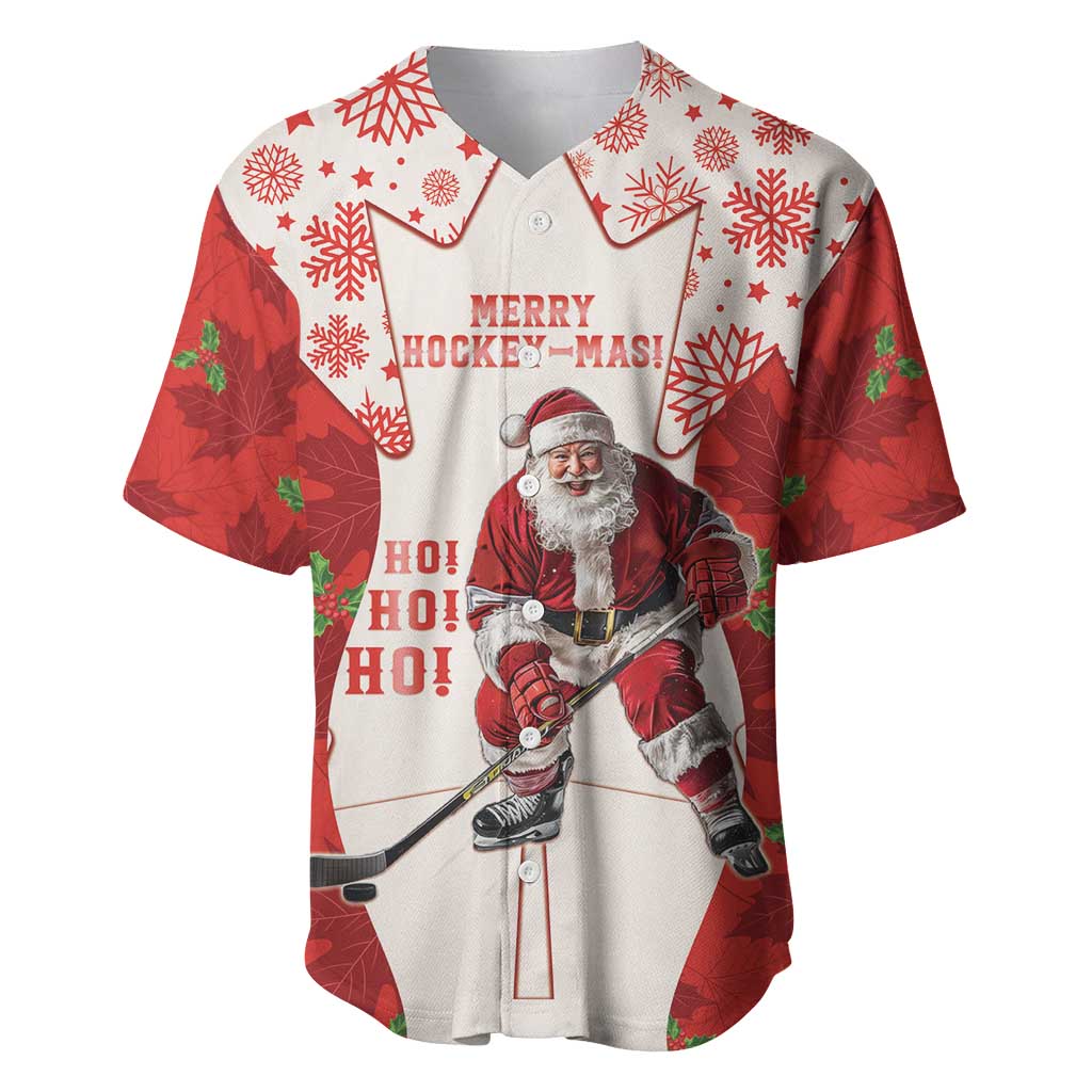 Christmas Canada Hockey Baseball Jersey Merry Hockey-Mas Maple Leaves Pattern - Wonder Print Shop