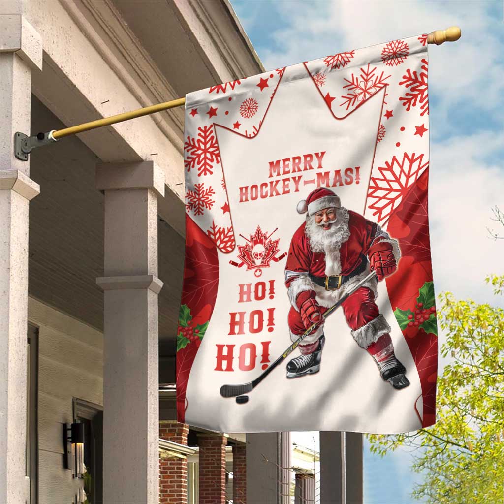 Christmas Canada Hockey Garden Flag Merry Hockey-Mas Maple Leaves Pattern - Wonder Print Shop