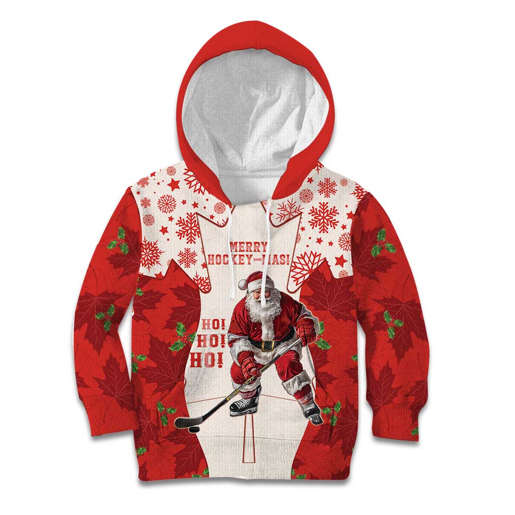 Christmas Canada Hockey Kid Hoodie Merry Hockey-Mas Maple Leaves Pattern - Wonder Print Shop