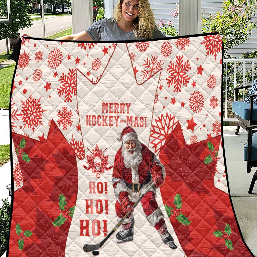 Christmas Canada Hockey Quilt Merry Hockey-Mas Maple Leaves Pattern