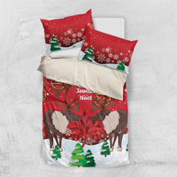 Christmas Canada bedding set with red caribou and maple leaf print