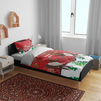 Christmas bedding set with red caribou and maple leaf print