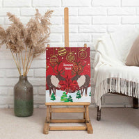 Framed Christmas Canada canvas wall art with caribou and maple leaf design
