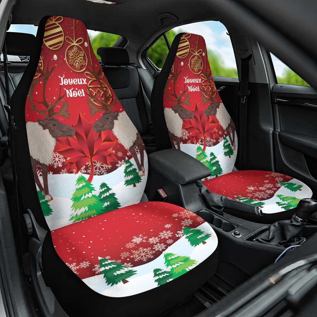 Christmas Canada Car Seat Cover Joyeux Noel - Caribou With Maple Leaf