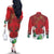 Christmas Canada Couples Matching Off The Shoulder Long Sleeve Dress and Long Sleeve Button Shirt Joyeux Noel - Caribou With Maple Leaf