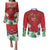 Christmas Canada Couples Matching Puletasi and Long Sleeve Button Shirt Joyeux Noel - Caribou With Maple Leaf - Wonder Print Shop