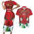 Christmas Canada Couples Matching Short Sleeve Bodycon Dress and Hawaiian Shirt Joyeux Noel - Caribou With Maple Leaf - Wonder Print Shop