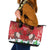 Christmas Canada Leather Tote Bag Joyeux Noel - Caribou With Maple Leaf - Wonder Print Shop