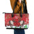 Christmas Canada Leather Tote Bag Joyeux Noel - Caribou With Maple Leaf - Wonder Print Shop