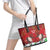 Christmas Canada Leather Tote Bag Joyeux Noel - Caribou With Maple Leaf - Wonder Print Shop