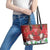 Christmas Canada Leather Tote Bag Joyeux Noel - Caribou With Maple Leaf - Wonder Print Shop