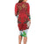 Christmas Canada Long Sleeve Bodycon Dress Joyeux Noel - Caribou With Maple Leaf - Wonder Print Shop