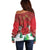 Christmas Canada Off Shoulder Sweater Joyeux Noel - Caribou With Maple Leaf - Wonder Print Shop