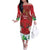 Christmas Canada Off The Shoulder Long Sleeve Dress Joyeux Noel - Caribou With Maple Leaf - Wonder Print Shop