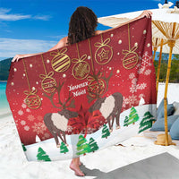 Christmas Canada sarong with caribou, maple leaf and Joyeux Noel print