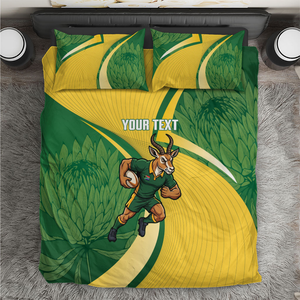 South Africa Rugby Custom Bedding Set Come On Springboks Mascot Sporty Style
