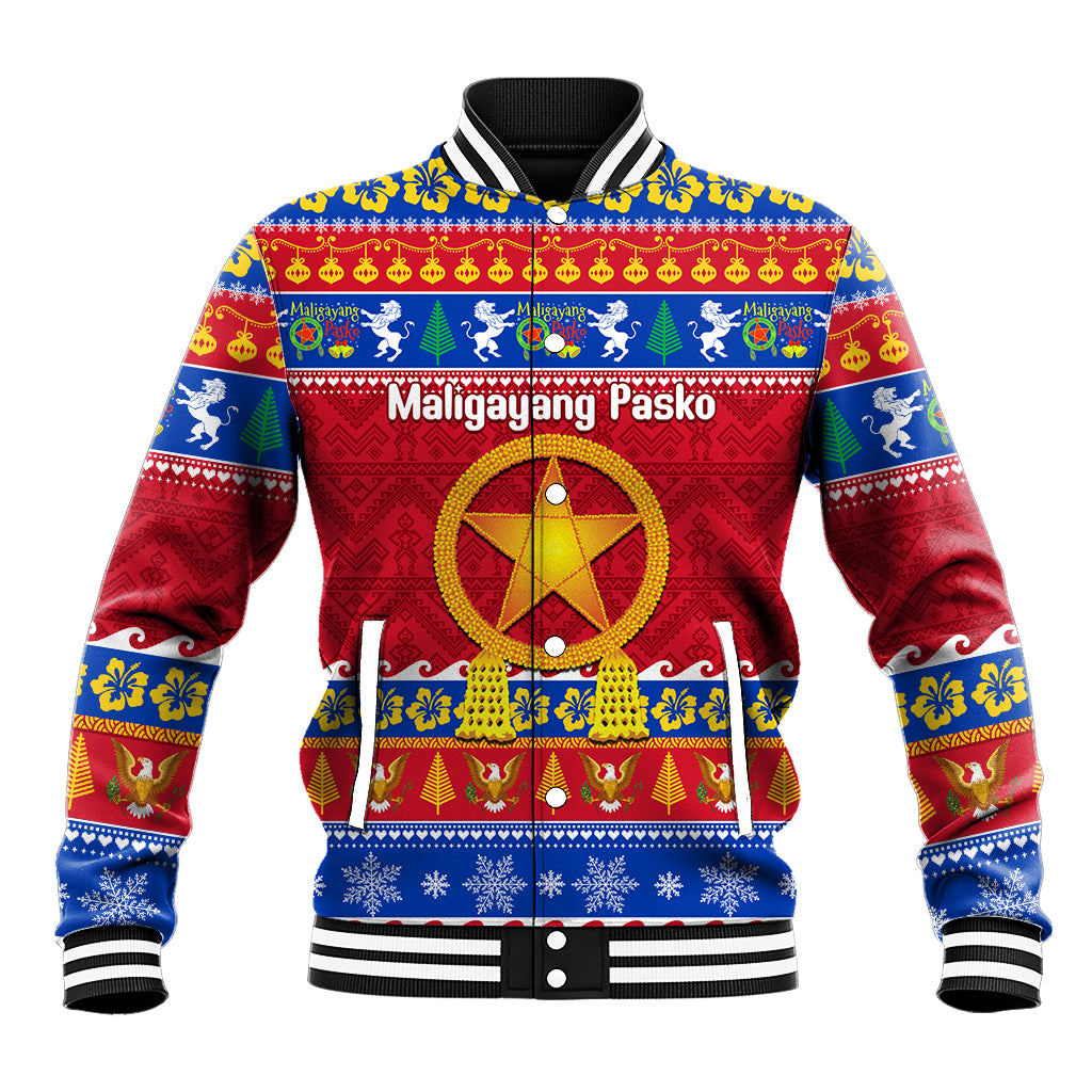 Custom Philippines Christmas Baseball Jacket Filipino Parol Maligayang Pasko - Wonder Print Shop