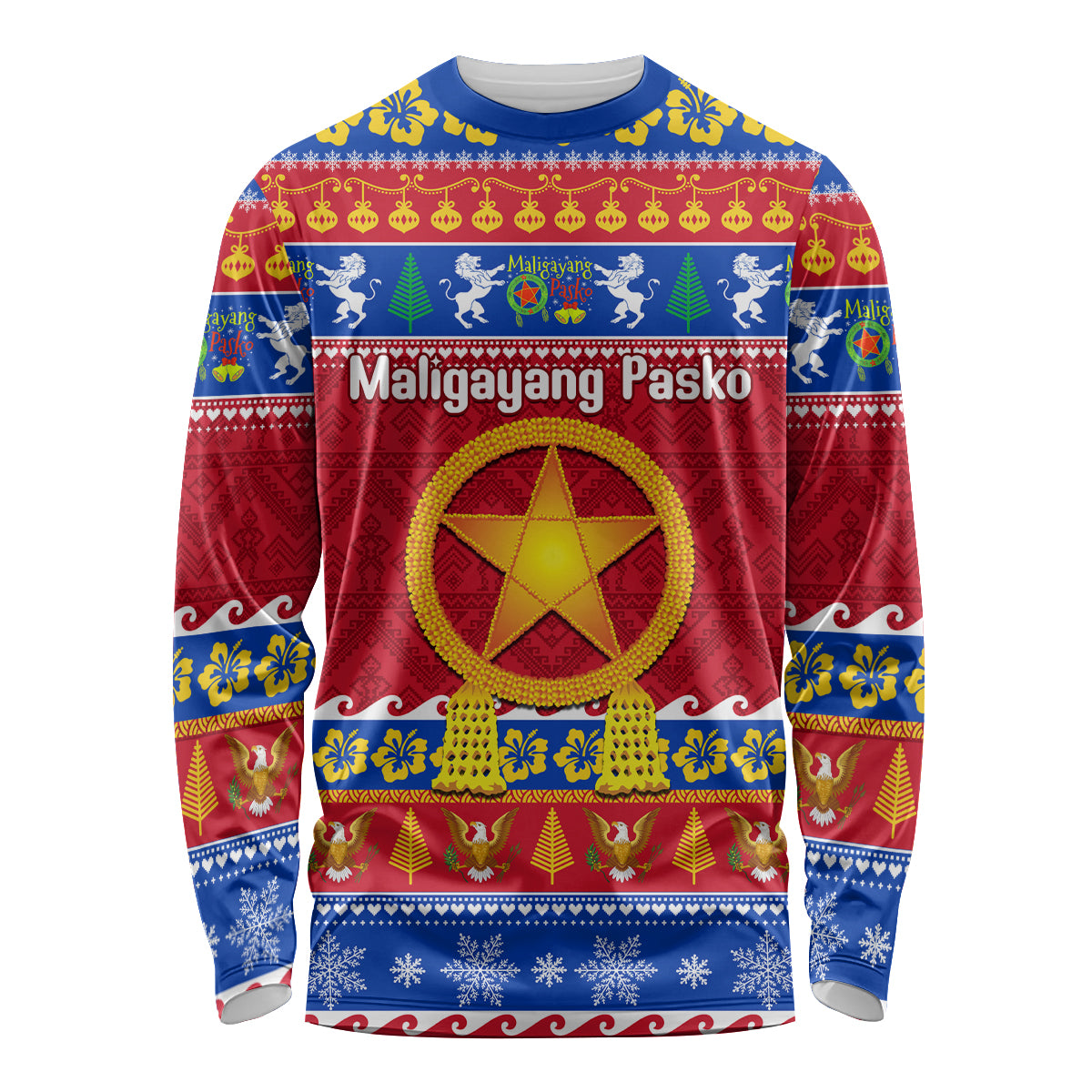 Custom Philippines Christmas Long Sleeve Shirt Filipino Parol Maligayang Pasko - Wonder Print Shop