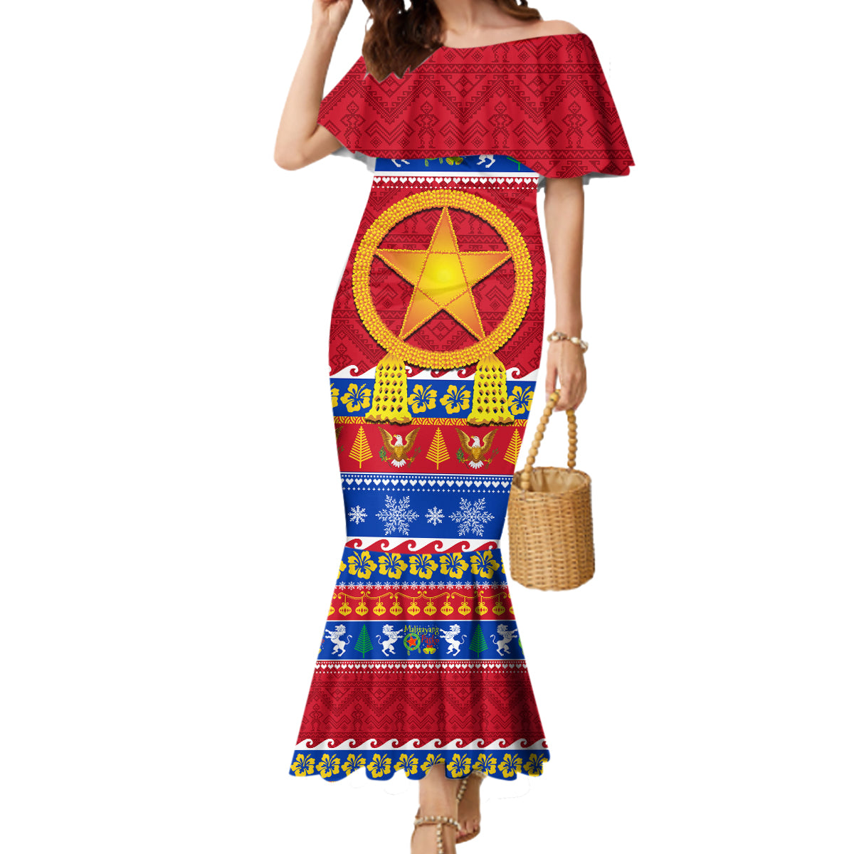 Custom Philippines Christmas Mermaid Dress Filipino Parol Maligayang Pasko - Wonder Print Shop