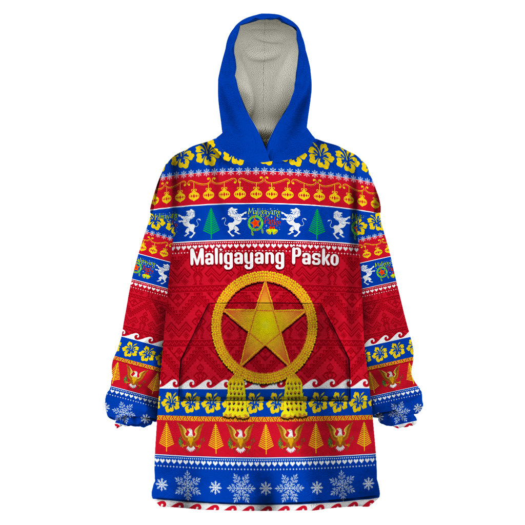 Custom Philippines Christmas Wearable Blanket Hoodie Filipino Parol Maligayang Pasko - Wonder Print Shop