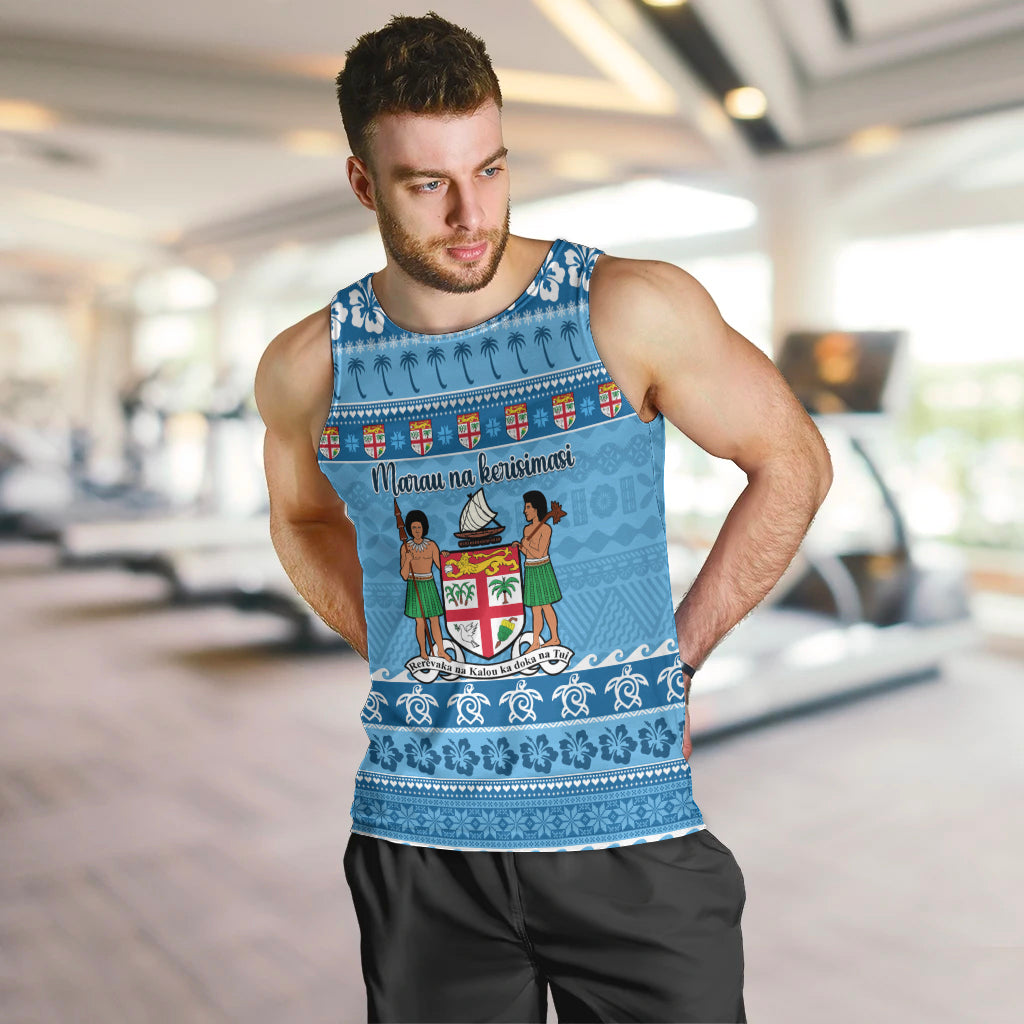 Custom Fiji Christmas Men Tank Top Fijian Tapa Marau na Kerisimasi - Wonder Print Shop