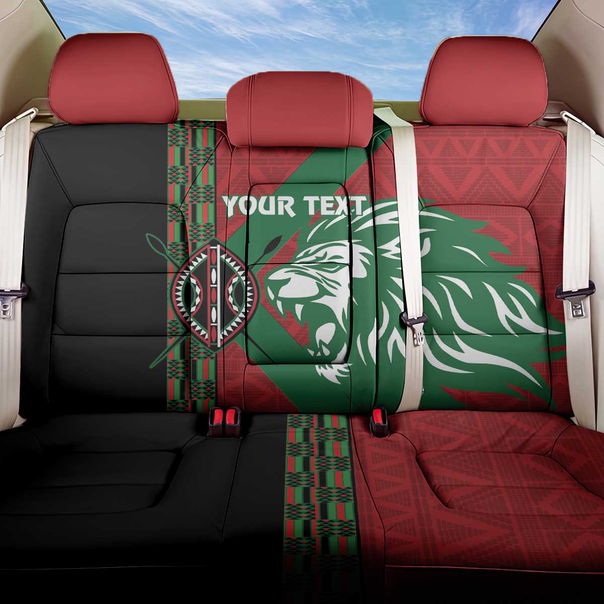 Kenya Rugby Custom Back Car Seat Cover Go Lionesses - African Pattern - Wonder Print Shop