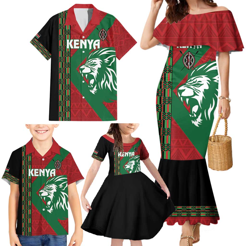 Kenya Rugby Custom Family Matching Mermaid Dress and Hawaiian Shirt Go Lionesses - African Pattern - Wonder Print Shop