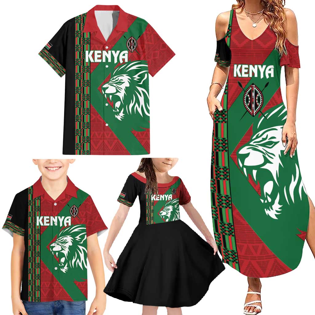 Kenya Rugby Custom Family Matching Summer Maxi Dress and Hawaiian Shirt Go Lionesses - African Pattern - Wonder Print Shop